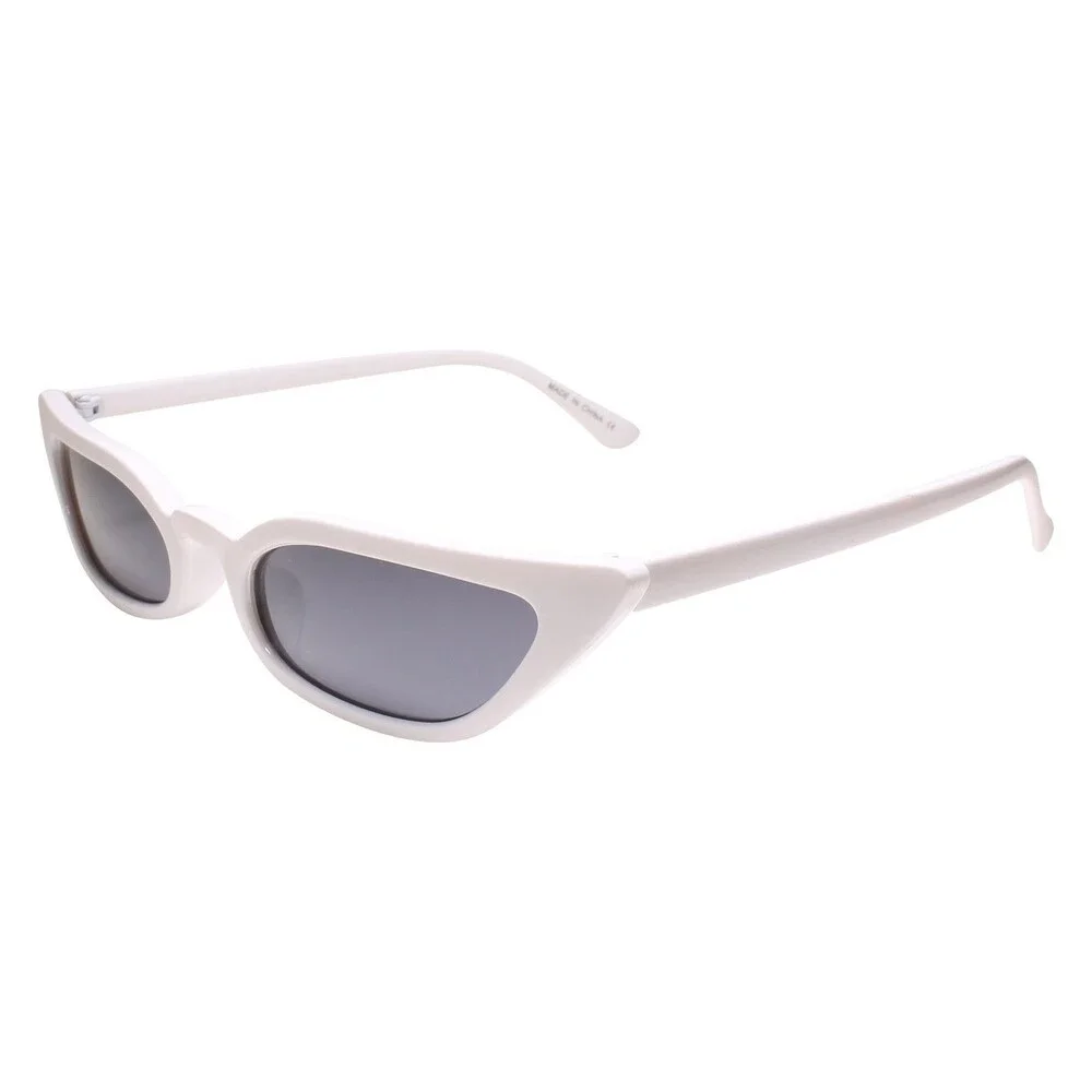 Classic Vintage Retro Rockabilly 80s 90s Fashion Womens Cat Eye White Sunglasses